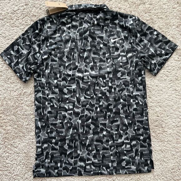 Nike Tour Dri-Fit Golf Polo Black Gray Printed - Picture 9 of 11